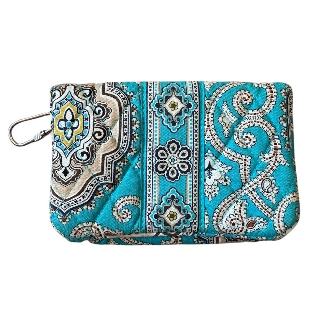 Vera Bradley Totally Turquoise Wallet Bifold Coin Purse Paisley Quilted Bag